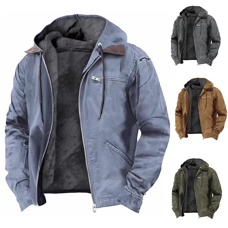 "2025 Men's Jacket New Fashion Casual Hooded Zipper Coat Retro Streetwear Lightweight Versatile Outerwear Spring Autumn"