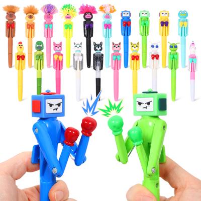 20Pcs Boxing Robot Ballpoint Pen Cartoon Mechanical Boxing Stress Relief Pen Interesting Punching Arm Ballpoints Pens for Office