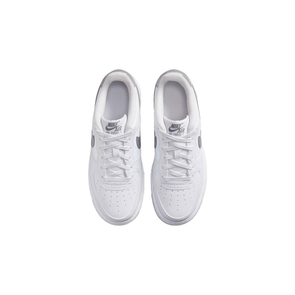 Nike Air Force 1 GS Blanc Football Gris Baskets Enfant Pure-Platinum Métallisé-Argent FV3981-100