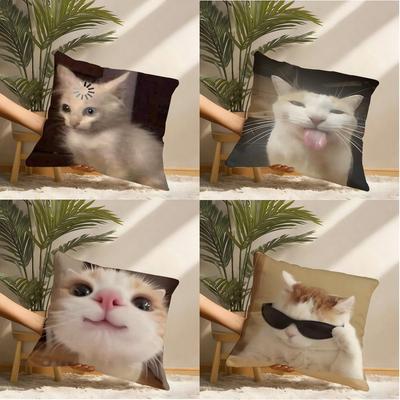 Cat Funny MEME Pillow Case Pillowcase Doublesided Printed Sofa Cushion Bedroom Headboard Pillow