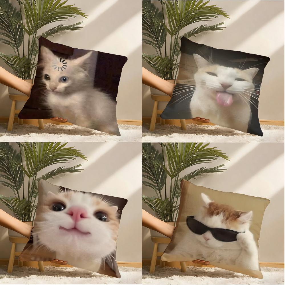 Cat Funny MEME Pillow Case Pillowcase Doublesided Printed Sofa Cushion Bedroom Headboard Pillow