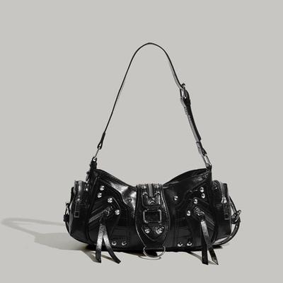 Nieuwe Vintage Punk Chic Olie Gewaxt Leer Biker Tas - Uniek Ontwerp Multiway Schouder Crossbody voor Forens & Street Trend
