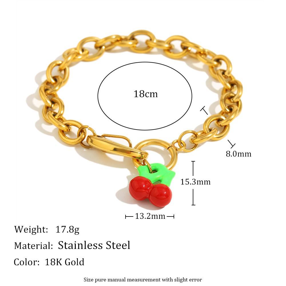 European & American Fashion Temperament 18K Gold-Plated Stainless Steel Fruit Beaded Personalized Women's Bracelet