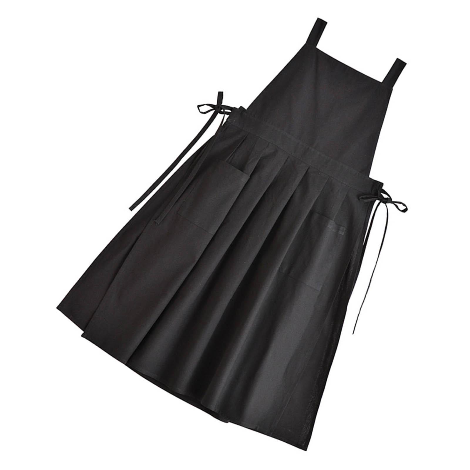 

Хлопково-льняной фартук для женщин, винтажный водонепроницаемый фартук-сарафан с карманами для выпечки, готовки, садоводства, работы 1