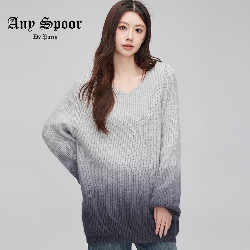 

ANY SPOOR Women s Gradient V-Neck Knit Sweater M