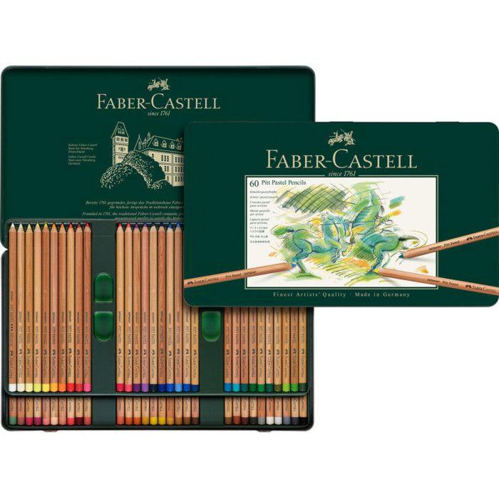 Crayons pastel - faber-castell - pitt - boîte de 60 - multicolore - métal