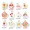 2 Pcs Ceramic Charms Multicolor Flower Rainbow Hand Drawing Double Sided Brass 18K Gold Plated Pendants For DIY Necklace Making