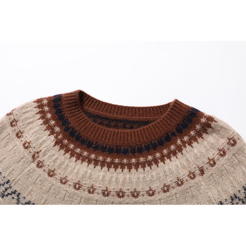 G·TENNA Women's Jacquard Round Neck Cashmere Sweater