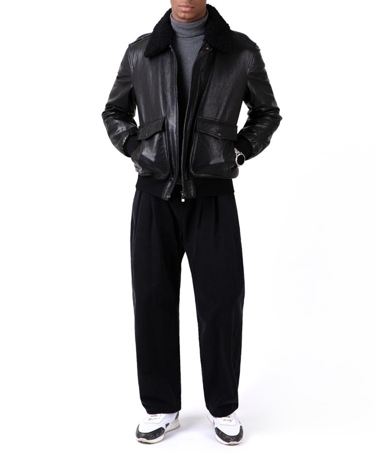 Strike Aviator Lambskin Bomber Jacket (Black)