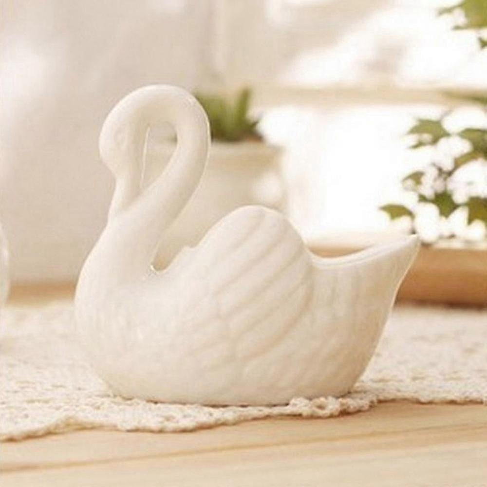 Creative White Swan Ceramic Flower Pot Multifunction Candlestick