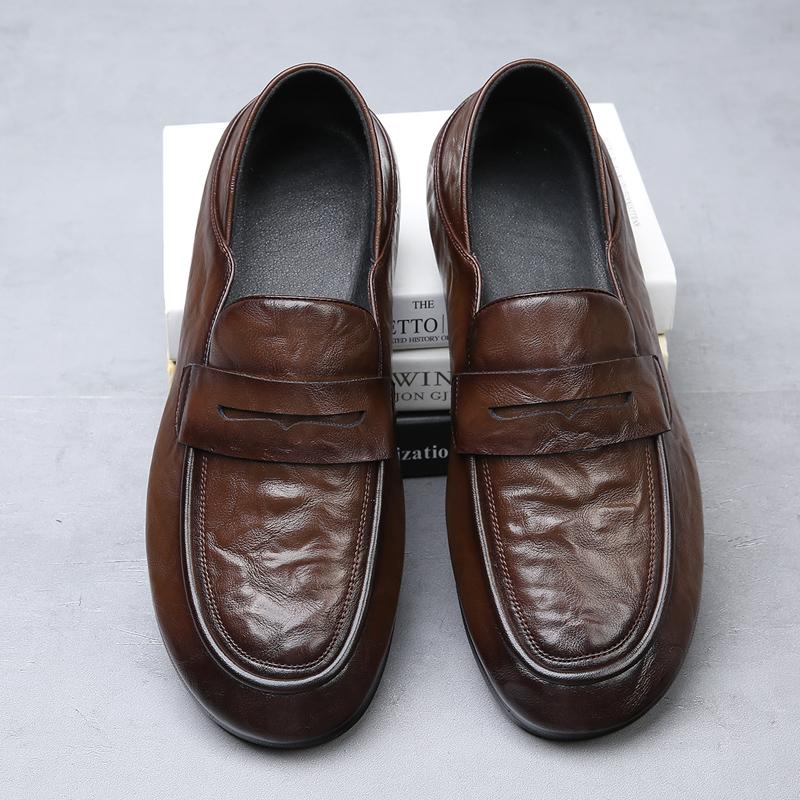 Leather Men Formal Shoes slip on Luxury Brand 2024 new Men's Loafers Dress Moccasins Breathable men Black Driving Shoes