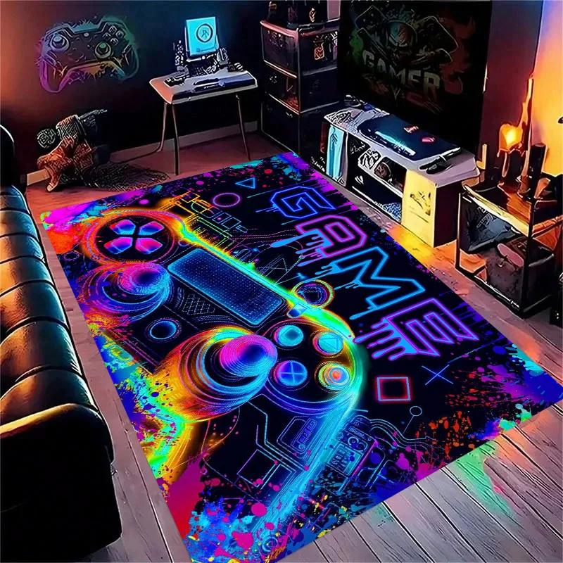 Gaming for Boys Room Gamer Casual Carpet with Controller Design Rug for Game Room Bedroom Decor Machine Washab Mat