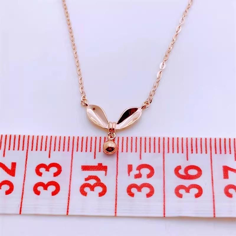 Purple Gold-Plated Rose Gold Color Gold Bead Bow Necklace Fashionable Personalized Design Set Chain Women