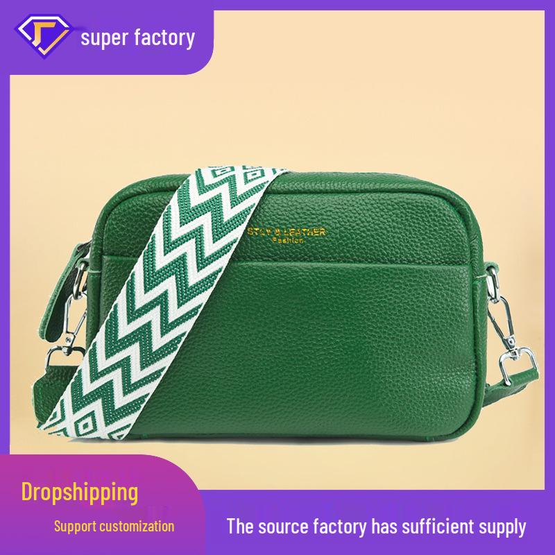 

2024 New Women s Genuine Leather One-Shoulder Crossbody Bag - Simple Top Layer Cowhide Small Square Design синій