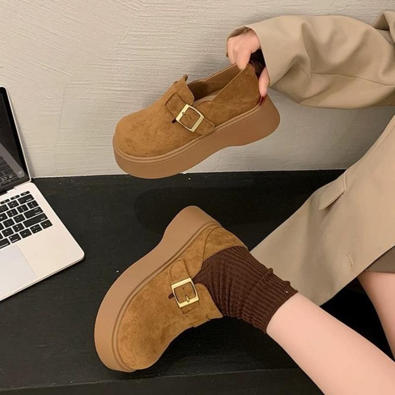Thick-soled Shoes, Height-increasing Boken Shoes, New Women's Shoes, Casual and Versatile, One-step Loafer Single Shoes