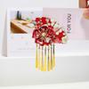 Cute Elegant Kimono Hair Clip Metal Tassel Traditional Fan Shape Hairpin Sakura Flower Cloth Faux Pearl Decor Hair Clip Girls