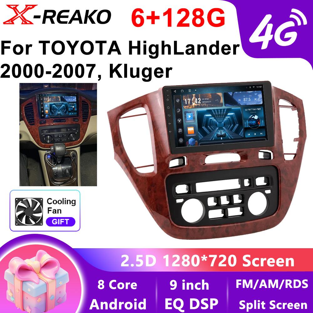 Android  Head Unit For Toyota HighLander 2000-2007,Kluger Carplay Auto Car Radio Multimedia Video Player Navigation GPS 4G WIFI QLED