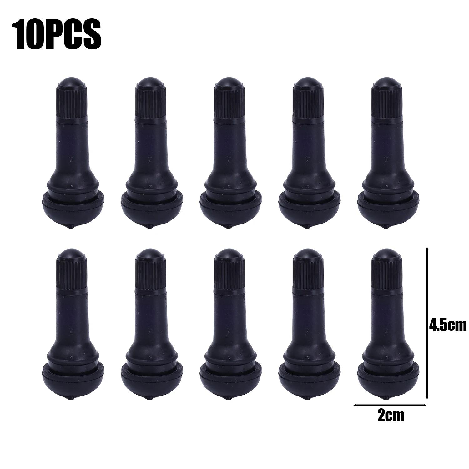 TR413 Tubeless Car Wheel Tire Valve Stems with Caps Tyre Rubber Valves with Dust Caps Black Rubber Valve Stems Accessories