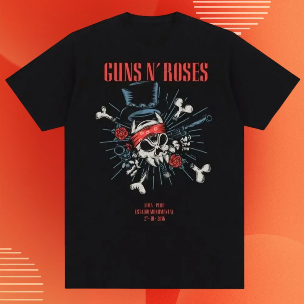 

Guns & Roses Graphic Print T-shirt Vintage Rock Band Street Wear Short Sleeve Stylish Sailor Crew Neck T-shirt - Men s Summer... 5XL різнокольоровий