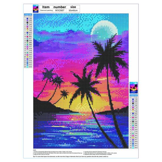 Full Drill 5D Rhinestone Painting Kit Rich Color Sparkling DIY Handmade Landscape Diamond Art Wall Decoration