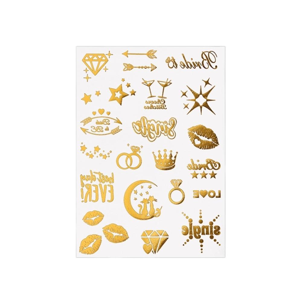 Rose Water Transfer Gold Stamping Tattoo Stickers Fake Waterproof Temporary Tattoo Instant Gold Body Art Sticker Women/Lady/Girl