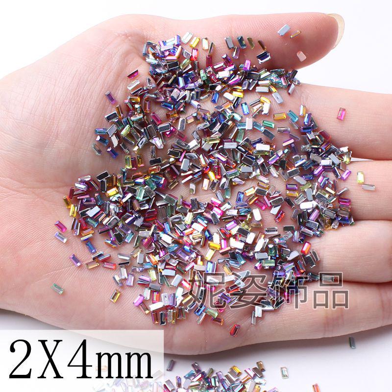 AB Color Rectangle Acrylic Nail Art Rhinestones (2x4 Mm) – Beauty Accessories