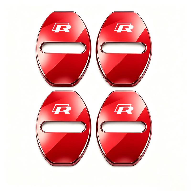 4Pcs Zinc Alloy Car Door Lock Buckle Protection Cover Anti-Collision Shock Absorbing Cushion For VW Golf T‑Roc Tiguan Polo MK7