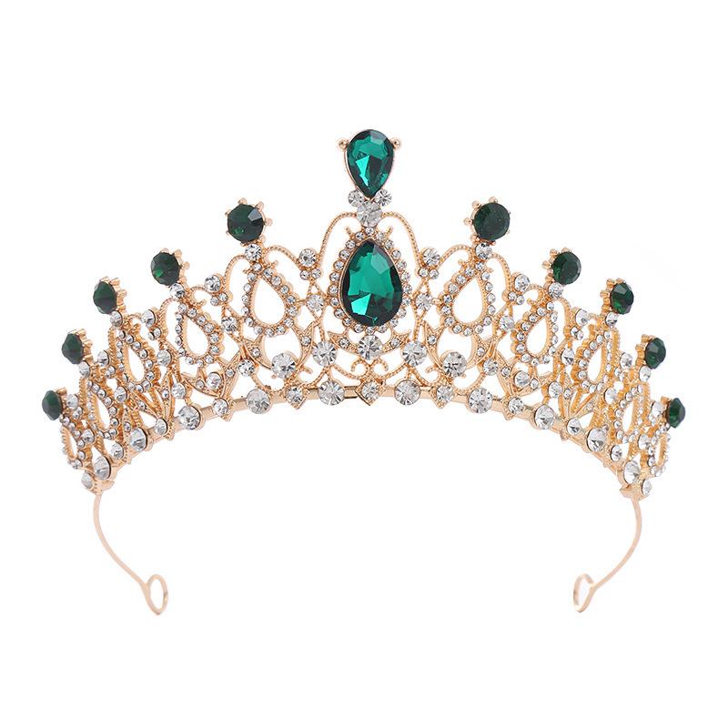 European and American Crystal Crown Water Diamond Exquisite Electroplated Metal Crown Wedding Bride  Birthday Party Ball  Hair Accessory