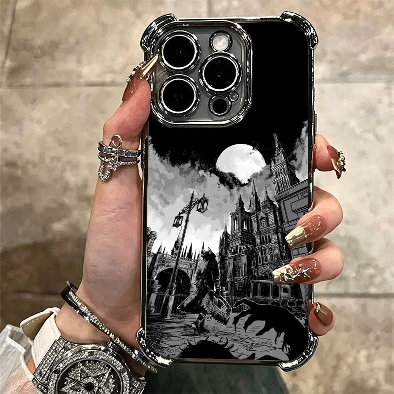 B-Bloodborne Game Plating Phone Case For Iphone 16 17 Pro Max Air 16E 14 15 Plus 12 13 Mini Anti-Fall Airabag Cover