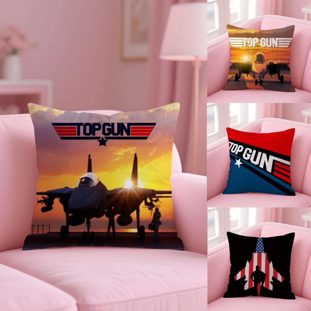 Classic Film T-Top Gun Cushion Cover Soft Short Plush Double-Sided Printing Home Decor Machine Washable Pillow Case Gift