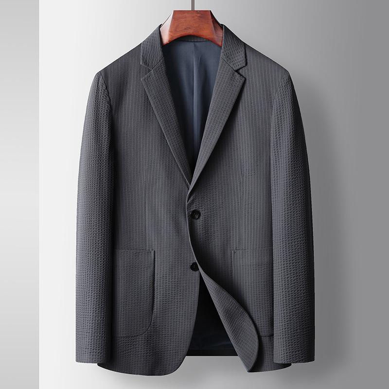 Men's Casual Suit Spring and Summer Thin Light Luxury Business Single West Solid Color Non-ironing Youth Micro-elastic Convenience Jacket