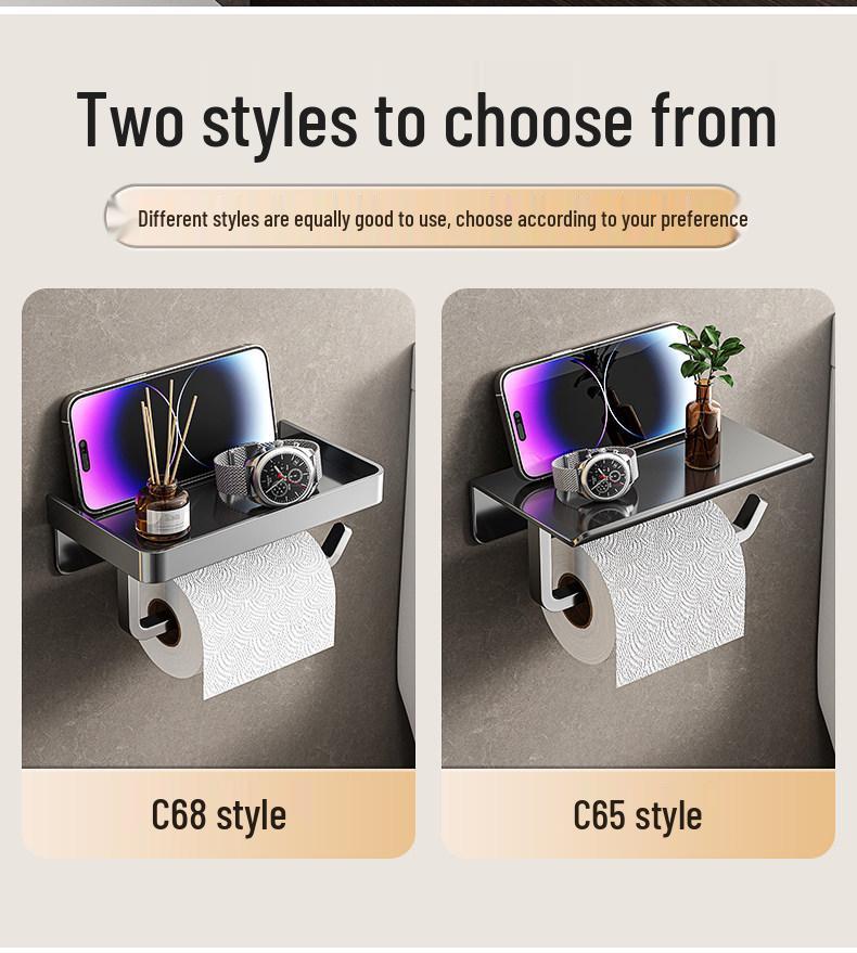 Stainless Steel No-Punch Toilet Paper Holder - Bathroom Tissue Box