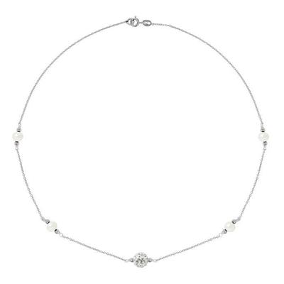 Halskette - - CRYSTAL - 4 Süßwasser-Zuchtperlen - 925 Silber - 42 cm