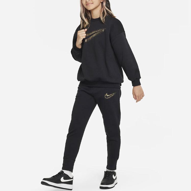 Nike Kids  Knitted Sports Pants With Logo Print Kids Bottoms Black DV3230-010