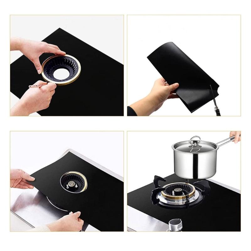 Pokrowce na kuchenkę wielokrotnego użytku Odporne na ciepło Nieprzywierające wkładki na kuchenkę Pokrowce na palniki kuchenki Ochraniacz na kuchenkę do palników gazowych