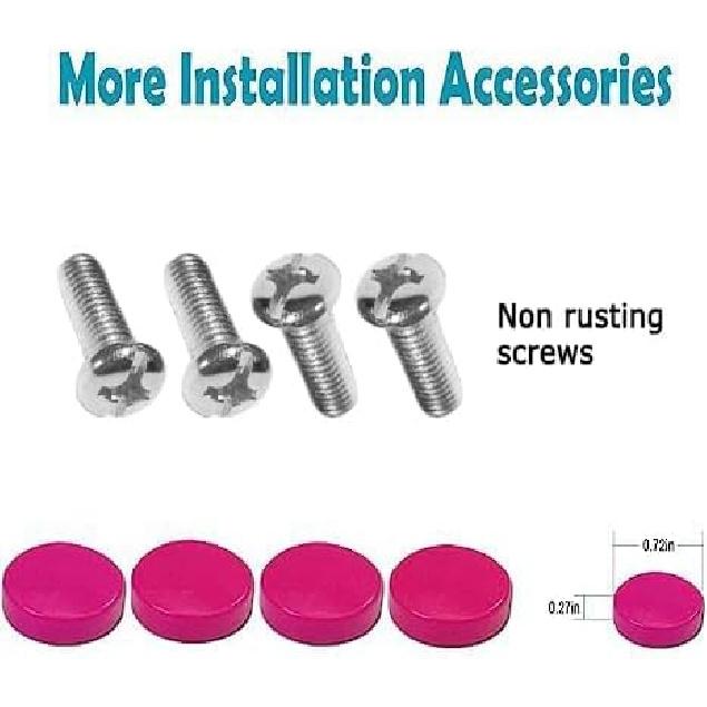 BGGTMO Pink License Plate Frames- Metal Aluminum Car Tag Cover, 2 Pack Slim Front & Rear Holders For US Vehicles, Rust/Rattle Proof, Cute Car