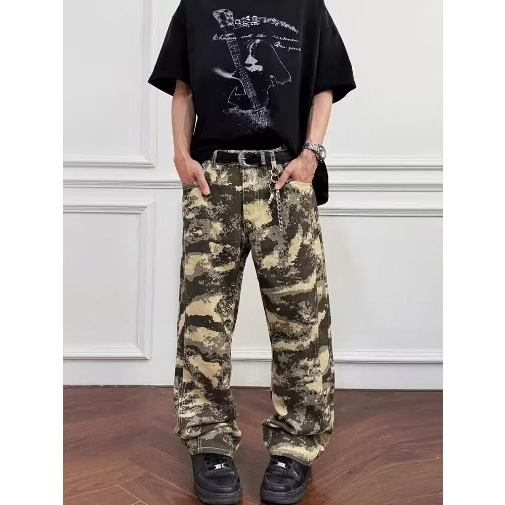 Amerikanische Camouflage Casual Jeans Herren Frühling und Herbst Neue Trendige High Street Lockere Gerade und Dünne Workwear Hosen