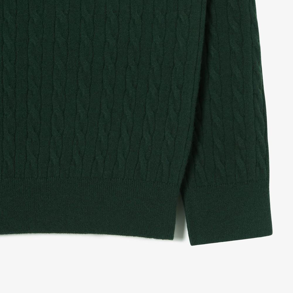 [lacoste] Men's Cable Long Sleeve Polo Sweater AH580E-55NYZP