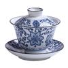 Blue And White Porcelain Sancai Cover Bowl Dehua Ceramics Retro Home Office Single Tea Bowl Teacup Kung Fu Tea Set