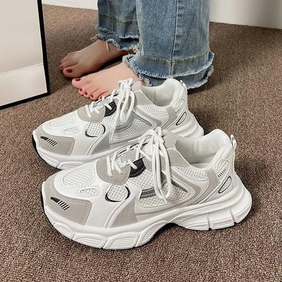 22 Spring New Muffin Thick-soled Mesh Breathable Trendy Shoes Small Waist Casual Sports Dad Shoes