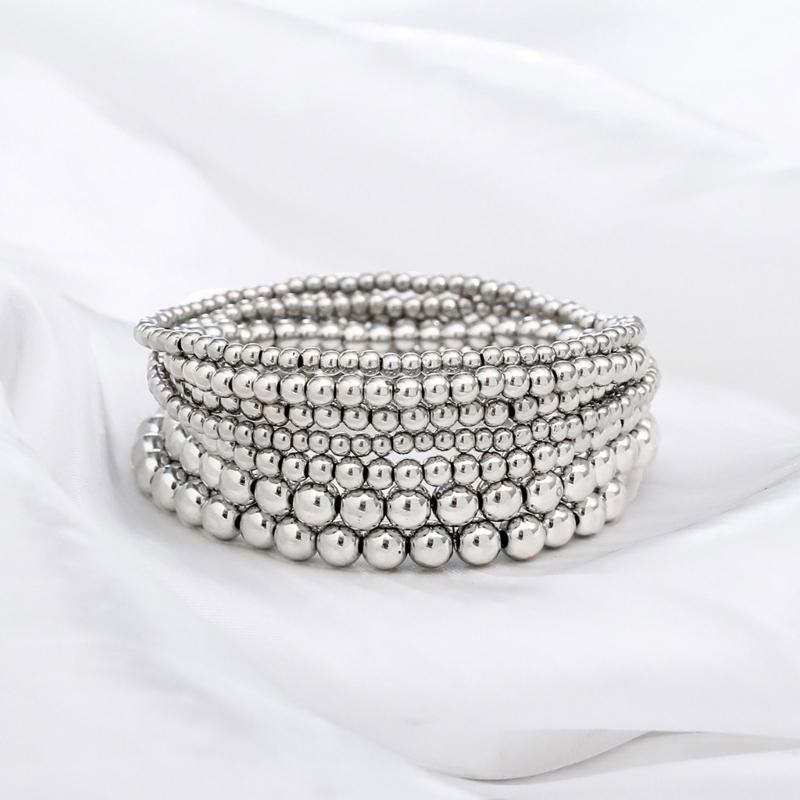 Módní náramky z geometrických korálků ve zlatém odstínu, 7 kusů, přenosné a pohodlné, pro moderní dámy