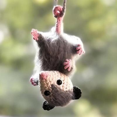 Knitted Possum Auto Charm Ornaments Cute Rearview Mirror Car Decor Handmade Key Chain Pendant Car Decoration Accessories