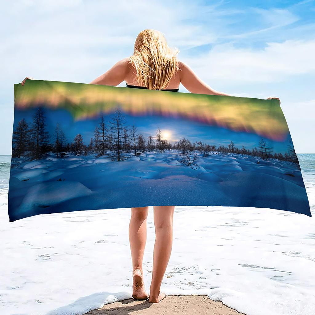 Aurora Printing Series Seaside Vacation Beach Towel Swimming Bath Towel Microfiber Sports Towel