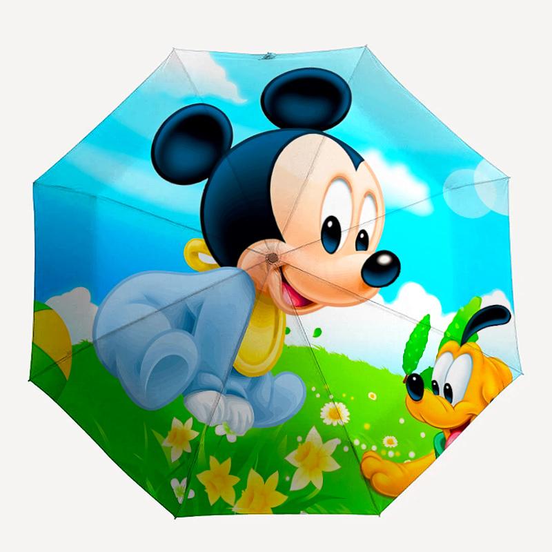 

1pc Mickey, Pluto Automatic Folding Umbrella - Portable Foldable Design with 8 Ribs, Durable Plastic & Iron Frame, Outdoor Umbrella yy250731028