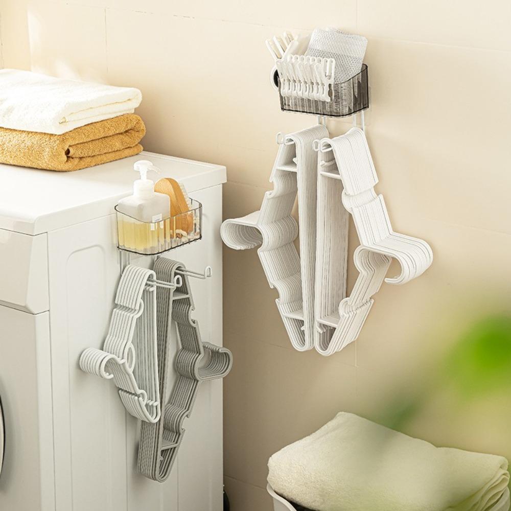 

Punch-free Storage Bracket with Hook Finishing Box New Bathroom Storage Rack Household білий