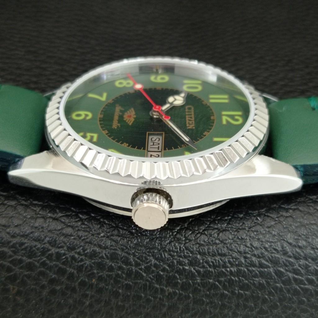 VINTAGE REFURBISHED CITIZEN AUTOMATIC 8200 JAPAN MENS GREEN DIAL WATCH a447163-1