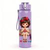 1PC Little Girl Swing Cartoon 750ml Color Plastic Sports Water Bottle Leakproof Flip Straw Lid Suitable for Sports Office Home Use