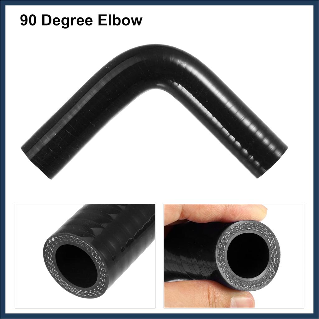 1 Set 19mm 0.75" ID 90 Degree Elbow Engine Silicone Hose Black Stylish Design