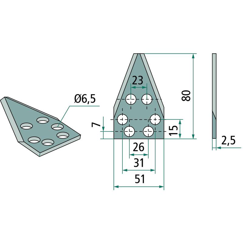 Shear Bar for Silage Cutter Feeder Wagon Right Ø 6.5 80x51 73656