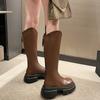 But knee boots women's 2025 spring and autumn new Korean version versatile high boots rear zipper thin boots medium boots
